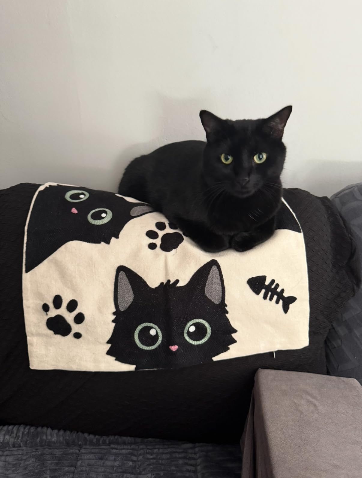 Embroidered pillow cover styled by a customer