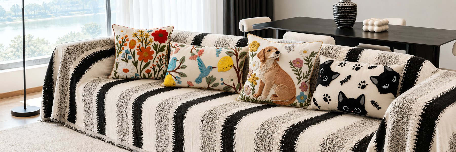 Cozeline embroidered home textile collection